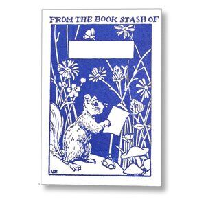 40 Letterpress Squirrel Flower Garden Bookplates NEW Book Reader Handmade Gift